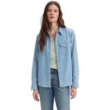 Essential - Denim Blouse Met Lange Mouwen en Borstzak