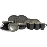 Cosy & Trendy - Laguna - Serviesset - Blauw-Grijs - Steengoed - 24-delig voor 6 Personen