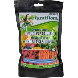 Famiflora meststof voor groenten en fruit 500 gr (BIO) - Ideaal voor groenten & fruit - Smakelijke, rijkelijke oogst - Geschikt voor teelt in de serre of moestuin