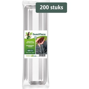 Famiflora 200 Gronddoekhaken - 200 gronddoekpennen Ø3mm - grondpennen worteldoek - pennen 20 x 5cm