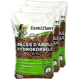 Famiflora Hydrokorrels 30L (3x10L) - Decoratieve Bodembedekking voor Hydrocultuur - Natuurlijke Onkruidremmer