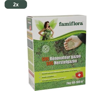 Famiflora S.O.S. herstelgazon - 2 x 2KG - 120 tot 200m² - Snel herstel van kale plekken in je gazon