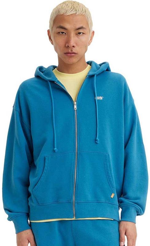 LEVI'S - Zip-up Hoodie - Blauw - Katoen - Met Kap