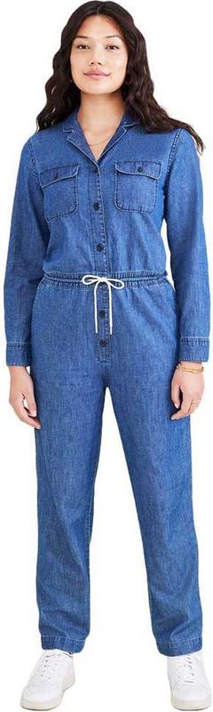 Jumpsuit - Zwart - Katoen/Elastaan - Trekkoord in Taille