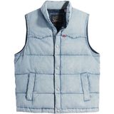 LEVI'S - Bodywarmer - Lichtblauw - Katoen - Kort - Zonder Kraag
