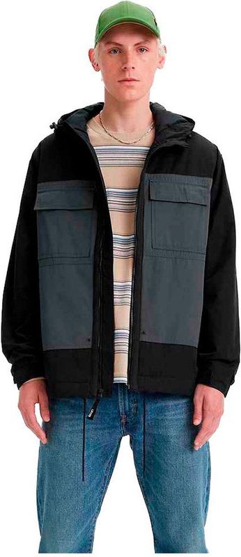 LEVI'S - Jas - Zwart - Polyester - Met Kap, Kort