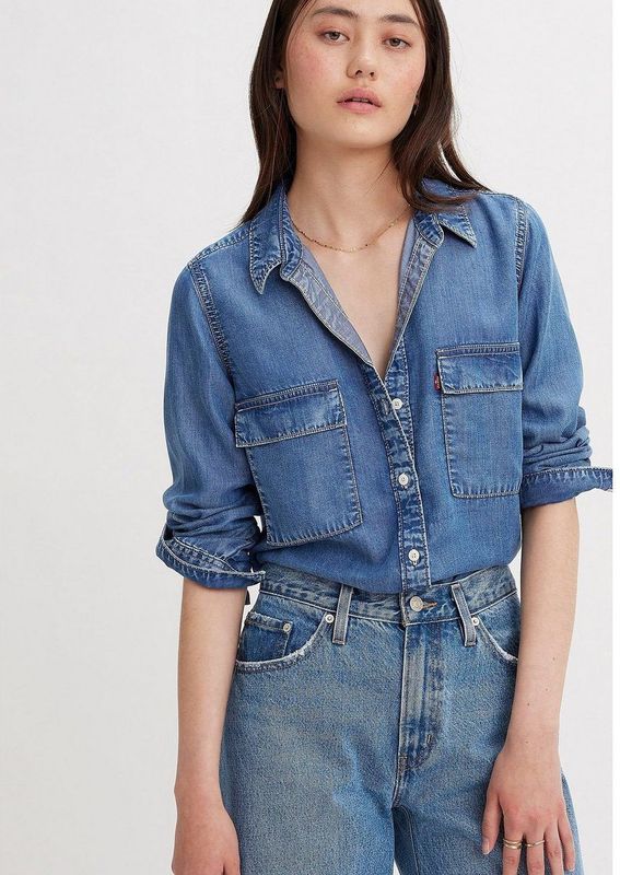 Blouse - Effen - Lyocell - Lange Mouw - Wijde Pasvorm