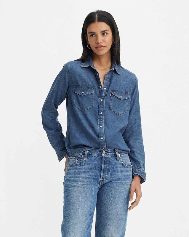 Overhemd - Denim - Blauw - 100% Katoen - Lange Mouwen