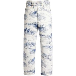 Levi's Ribcage High Waist Straight Jeans met All Over Print Wit/Blauw