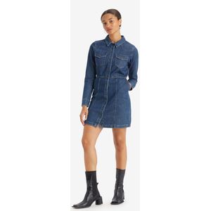 Levi's - Flynn Jurk - Blauw - Casual - Katoen - Denim - Lange Mouwen
