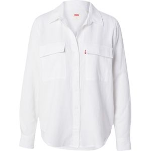 Blouse - Bright White - Gewassen Look - Blousekraag - Borstzakken