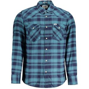 Western - Flanellen Overhemd - Blauw - Lange Mouwen - Regular Fit