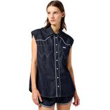 Denim - Overhemd - Saddle - Mouwloos - 100 procent katoen - Relaxed Pasvorm