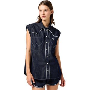 Denim - Overhemd - Saddle - Mouwloos - 100 procent katoen - Relaxed Pasvorm