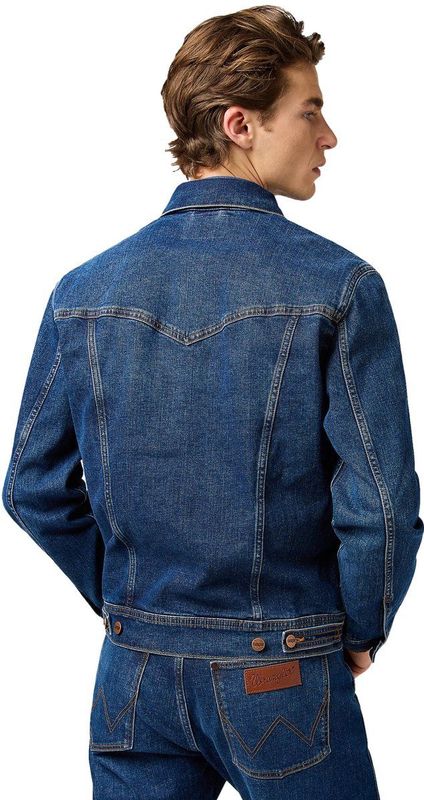 Wrangler - Classic Jas - Donkerblauw - Licht Elastisch Denim - Normale Pasvorm