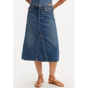 High-Rise A-Line Rok - Gedeconstrueerd Denim - 100% Katoen