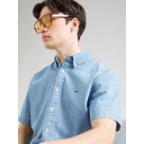 Authentic - Button-Down Overhemd - Blauw - Katoen - Korte Mouwen