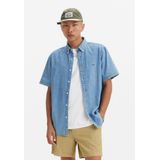 Authentic - Button-Down Overhemd - Blauw - Katoen - Korte Mouwen