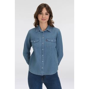 Iconic Western Shirt - Denim - Blauw - 91% Katoen 9% Linnen