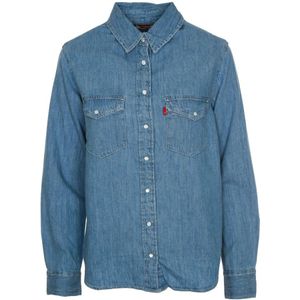 Iconic Western Shirt - Denim - Blauw - 91% Katoen, 9% Linnen