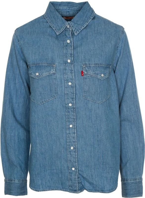 Iconic Western Shirt - Denim - Blauw - 91% Katoen, 9% Linnen