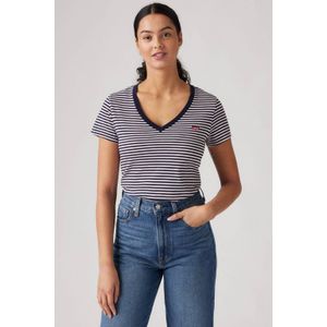 LEVI'S - Gestreept T-shirt - Wit/Blauw - Katoen - Korte Mouwen