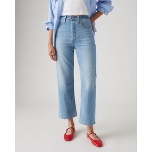 Ribcage Straight Jeans - Blauw - Katoen/Elastomultiester/Linnen/Lyocell