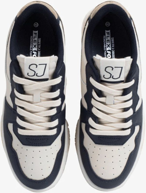 SJ Lifestyle - Heren Sneaker - Navy/off White - Gerecycled Leder - Flexibele Zool