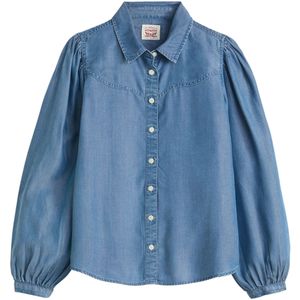 Levi's - Blouse - Bright Mid Stone - Lange Mouwen - Met Pofmouwen