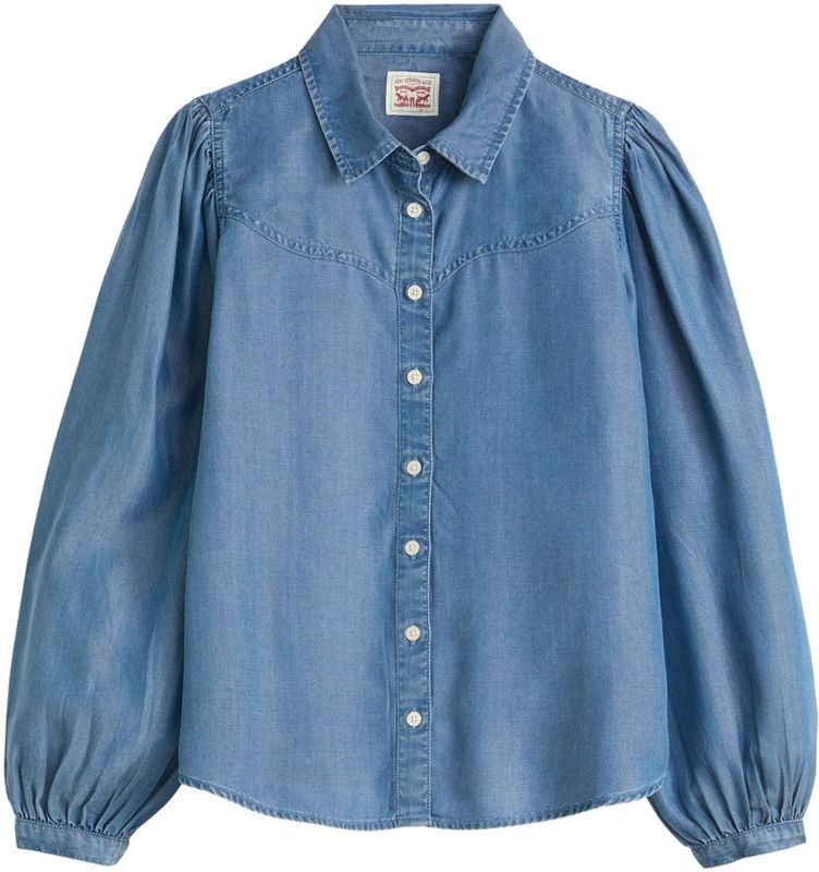 Levi's - Blouse - Bright Mid Stone - Lange Mouwen - Met Pofmouwen