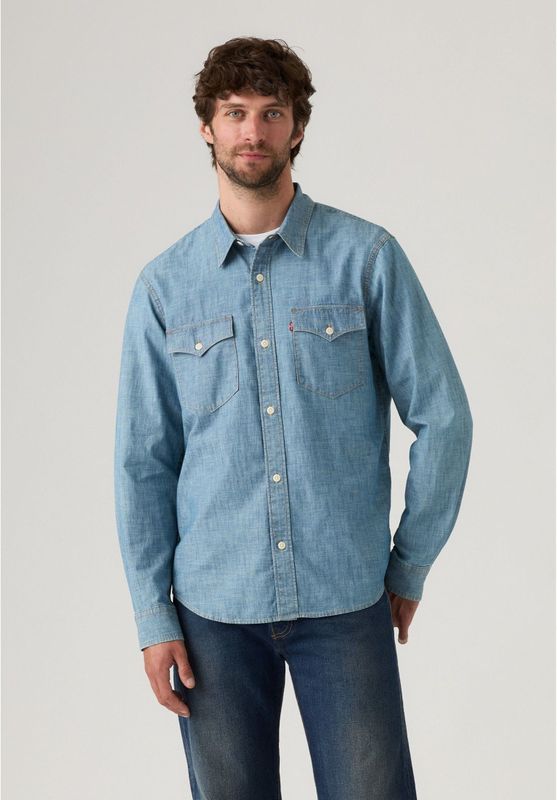 Levi's - A1919-0070 - Western Overhemd - Blauw - Relaxed Fit - Lange Mouwen - Katoen