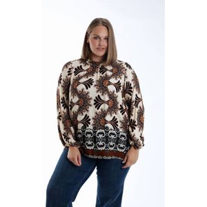 Paprika - Blousetop - Bruin - Lange Mouwen - Knoopsluiting