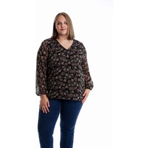 Paprika - Top - Zwart - Lange Mouwen - V-hals - Polyester met Lurex