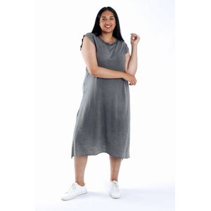 Paprika - A-lijn Jurk - Grijs - Katoen - Middellang