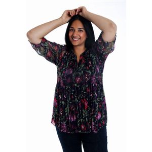 Paprika - Top - Zwart - V-hals - Semi-transparant - Half lange mouwen