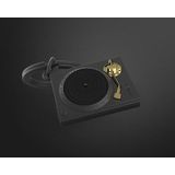 Metalmorphose Vintage Platenspeler 3D Metalen Sleutelhanger -Goud en Zwart