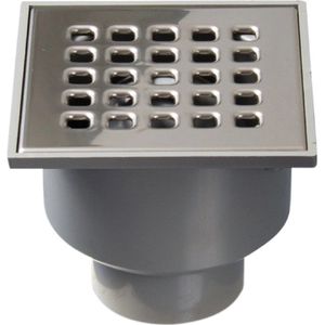 Sanifun Doucheput 105 x 105 mm met onderuitloop RVS