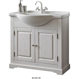 Sanifun Romantic 850-1 – Staand Badkamermeubel 85 cm | Klassiek Design | Inclusief Keramische Wastafel (Zonder Kraan)