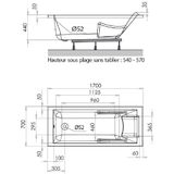 Allibert Lodge inbouw ligbad - 1700x700x440cm  - Wit