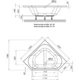 Sanifun Allibert Spacy Angle inbouw hoekbad 140 x 140 x 44.