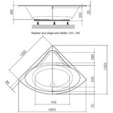 Allibert Diva Duo inbouw hoekbad - 1350x1350x400cm - B - Wit