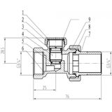 Velluto Riko Voetventiel + Adaptor 3/4 Inch Recht