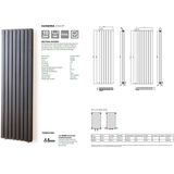Sanifun design radiator Thomas 1800 x 544 Zwart Dubbele