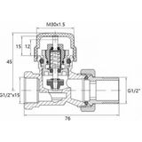 Sanifun thermostatische radiatorkraan Nero 1/2" inch x 1,5 cm recht.