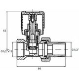 Sanifun Radiator-ventiel + adapt. Nero 15 mm 1/2 recht