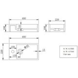 Sanifun wastafel Day 400 x 220 x 100 R