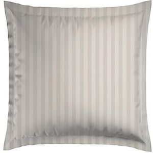 CXL by Christian Lacroix - Set van 1 vierkant traagschuim kussen + 1 kussensloop - 60 x 60 cm - katoensatijn beddengoed - Machinewasbaar op 40°C - Gestreept geweven, taupe