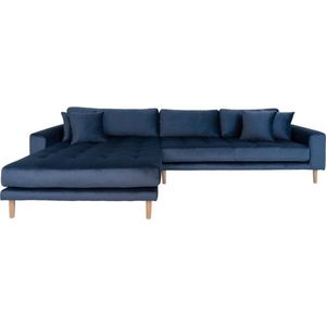 Velvet Hoekbank Milo Lounge Sofa Links Donker Blauw