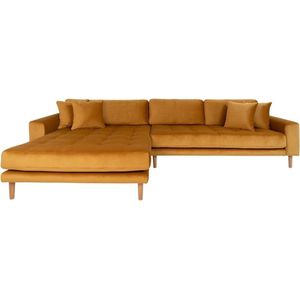 Velvet Hoekbank Milo Lounge Sofa Links Mosterdgeel