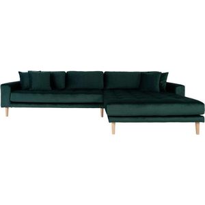 Velvet Hoekbank Milo Lounge Sofa Rechts Donker Groen